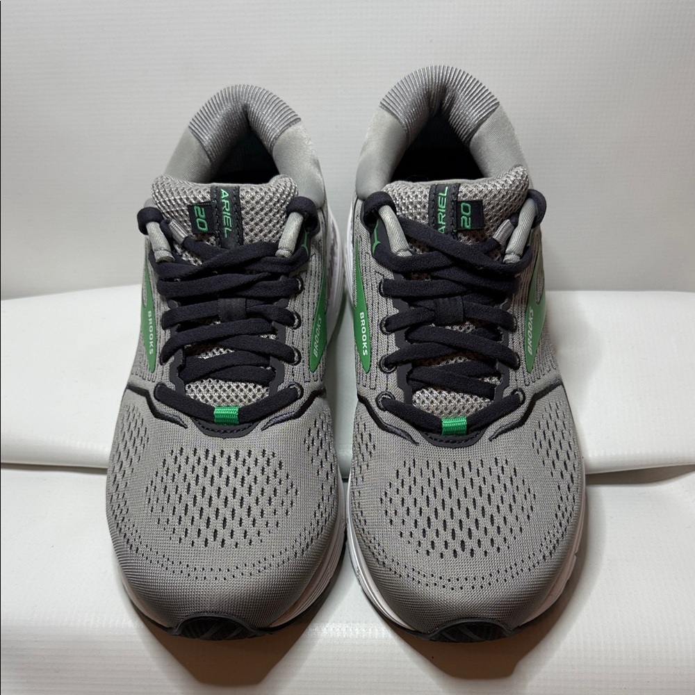 Brooks Gray and Green Running Shoes extra wide toe box